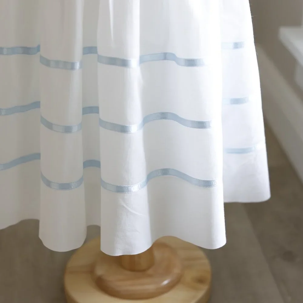 Strasburg Dress White Heirloom Smocked 6x/7 Blue Trim Special Occassion - Picture 2 of 7